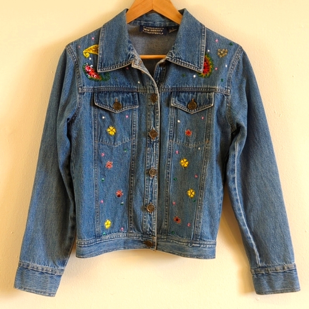 💐Vintage Paisley & Sequin Jean Jacket💐